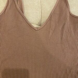 Free People Ribbed Tank Top in Brown